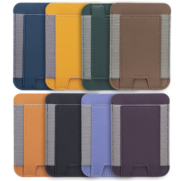 Stretchy Magnetic Card Holder for iPhone 14 / 13 / 12 Series PU Leather Card Cash Pouch Bag - Orange