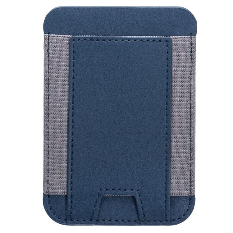 Stretchy Magnetic Card Holder for iPhone 14 / 13 / 12 Series PU Leather Card Cash Pouch Bag - Navy Blue