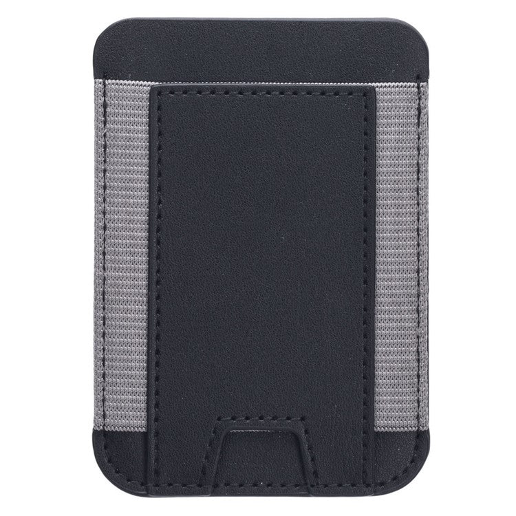 Stretchy Magnetic Card Holder for iPhone 14 / 13 / 12 Series PU Leather Card Cash Pouch Bag - Black