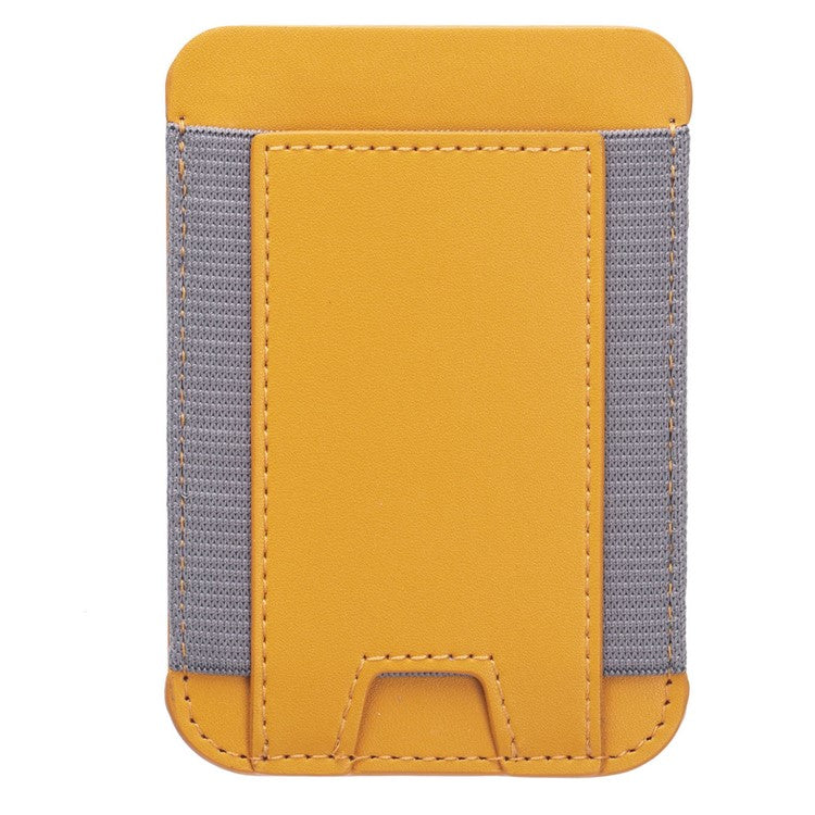 Stretchy Magnetic Card Holder for iPhone 14 / 13 / 12 Series PU Leather Card Cash Pouch Bag - Yellow