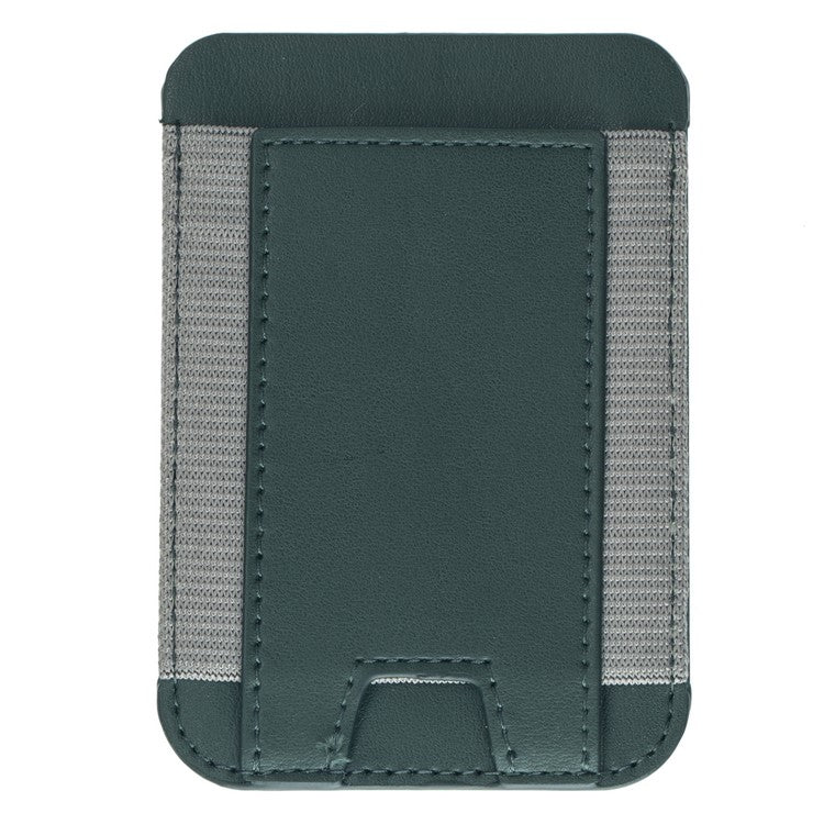 Stretchy Magnetic Card Holder for iPhone 14 / 13 / 12 Series PU Leather Card Cash Pouch Bag - Blackish Green