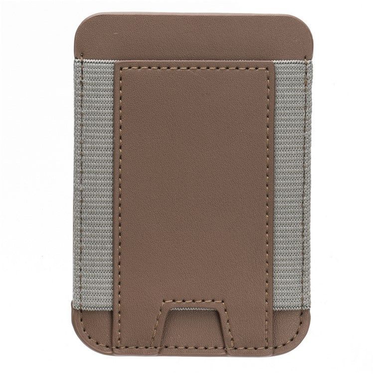 Stretchy Magnetic Card Holder for iPhone 14 / 13 / 12 Series PU Leather Card Cash Pouch Bag - Light Brown