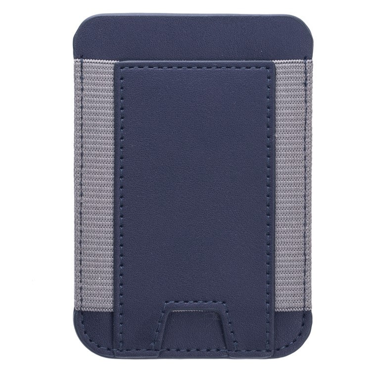 Stretchy Magnetic Card Holder for iPhone 14 / 13 / 12 Series PU Leather Card Cash Pouch Bag - Dark Blue