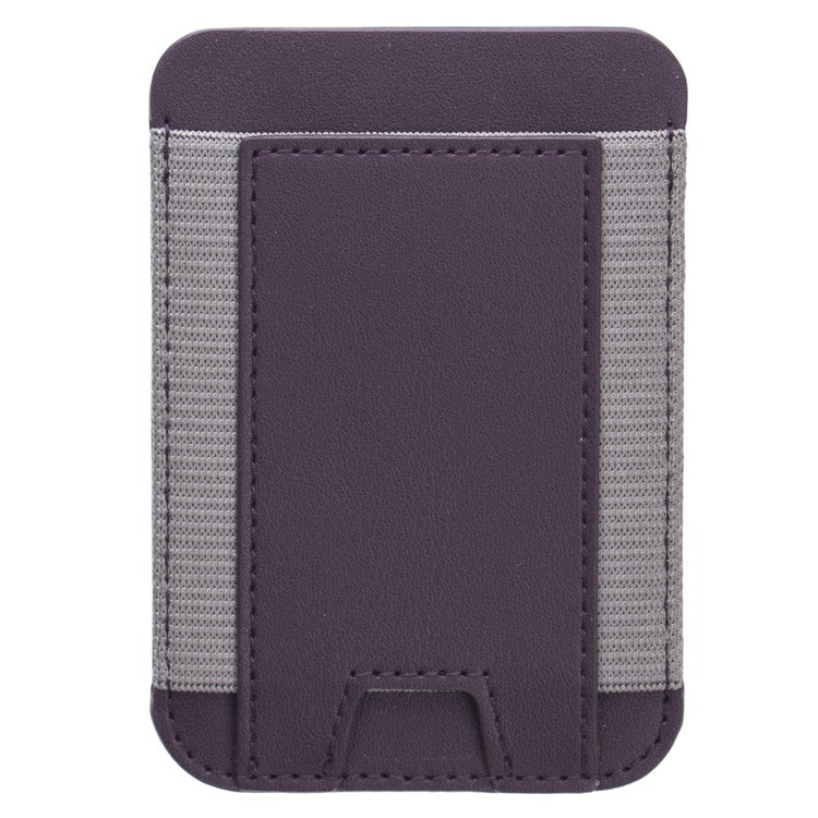 Stretchy Magnetic Card Holder for iPhone 14 / 13 / 12 Series PU Leather Card Cash Pouch Bag - Dark Purple