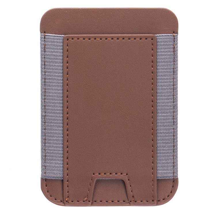 Stretchy Magnetic Card Holder for iPhone 14 / 13 / 12 Series PU Leather Card Cash Pouch Bag - Dark Brown