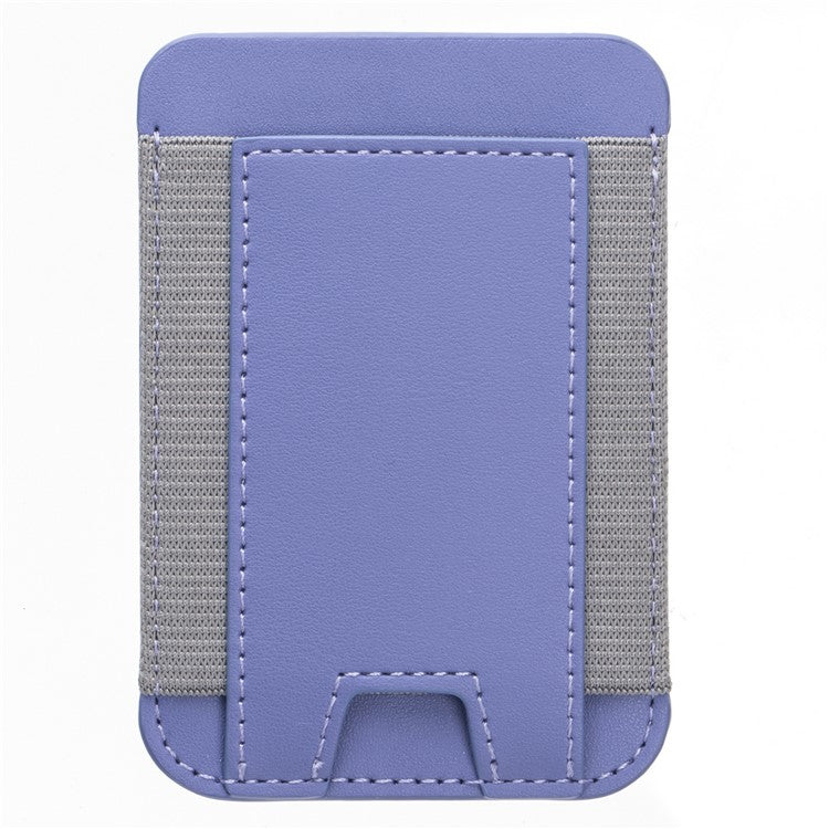 Stretchy Magnetic Card Holder for iPhone 14 / 13 / 12 Series PU Leather Card Cash Pouch Bag - Purple