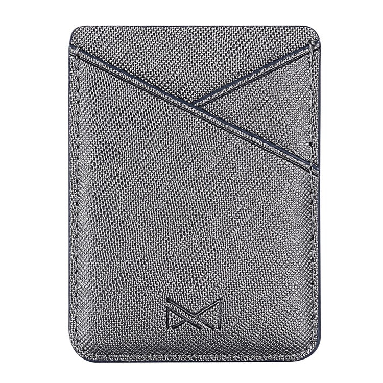 MUXMA MX105 PU Leather Mini Card Pouch Phone Back Adhesive Credit Card Holder ID Card Bag with Cross Texture Design - Tarnish