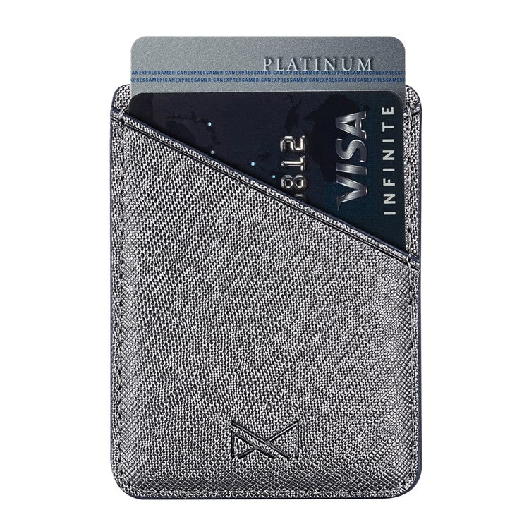 MUXMA MX105 PU Leather Mini Card Pouch Phone Back Adhesive Credit Card Holder ID Card Bag with Cross Texture Design - Tarnish