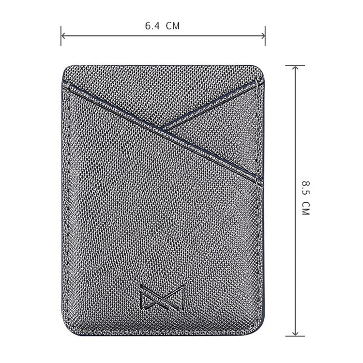 MUXMA MX105 PU Leather Mini Card Pouch Phone Back Adhesive Credit Card Holder ID Card Bag with Cross Texture Design - Tarnish