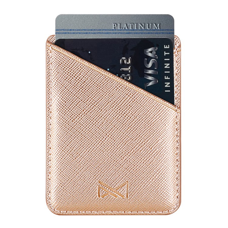 MUXMA MX105 PU Leather Mini Card Pouch Phone Back Adhesive Credit Card Holder ID Card Bag with Cross Texture Design - Pink