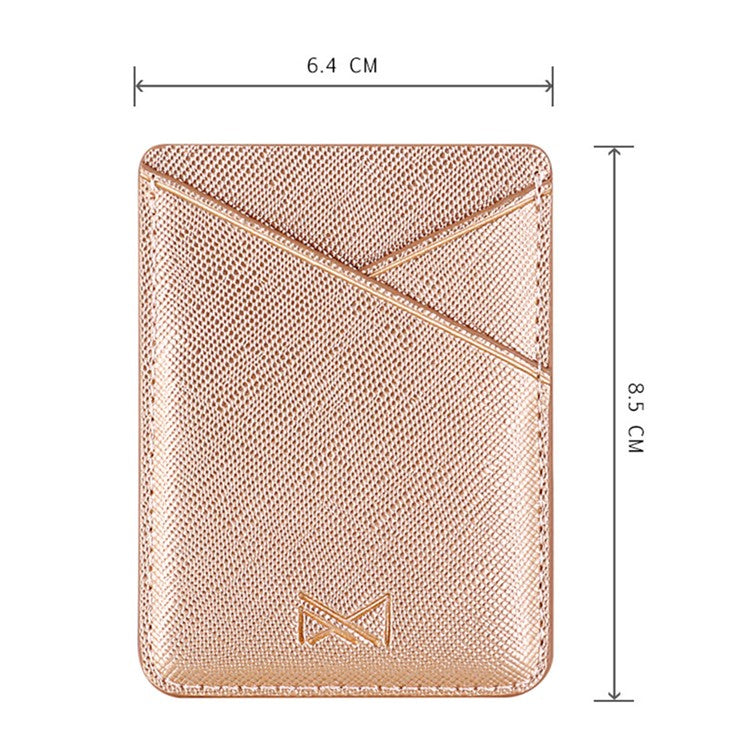 MUXMA MX105 PU Leather Mini Card Pouch Phone Back Adhesive Credit Card Holder ID Card Bag with Cross Texture Design - Pink