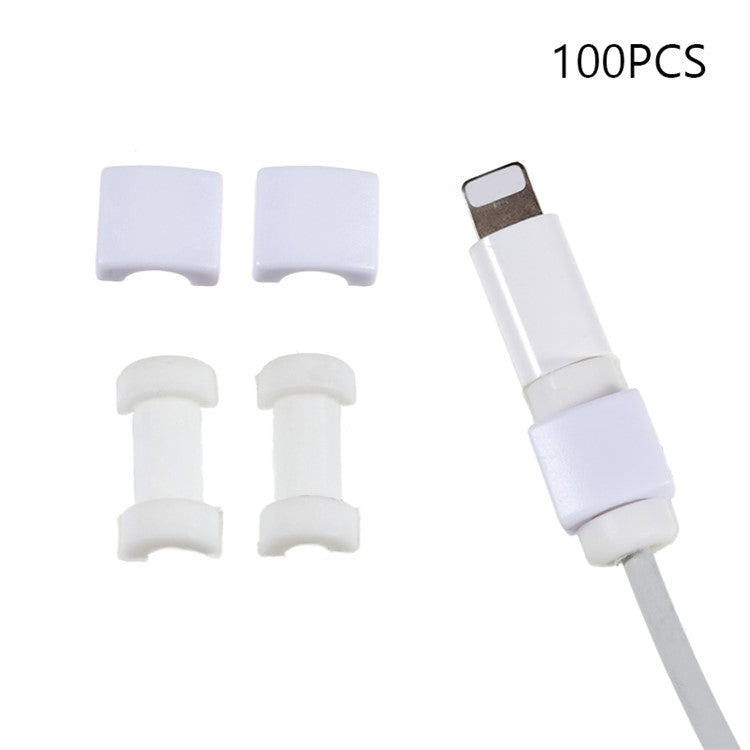 100 Set Charger Cable Protectors for iPhone Wire Cord ABS+Silicone Cable Saver Data Charger Line Sleeve