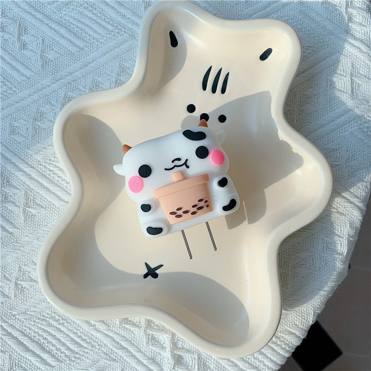 Cartoon Style Protective Case for iPhone 18W / 20W Charger Block Silicone Cover Set with Charging Cable Case - Milch Cow