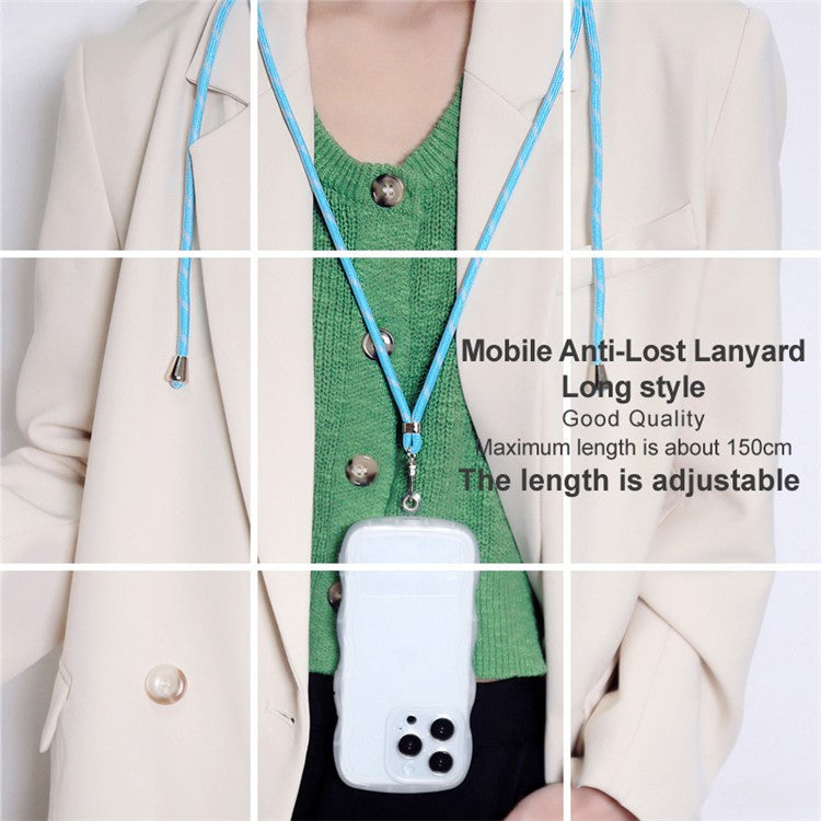 IMAK 150cm Universal Mobile Phone Lanyard Crossbody Strap Neck Rope with Transparent Patch, Long Style - Sky Blue