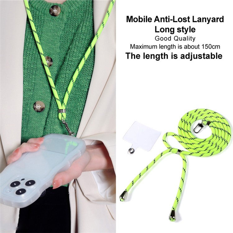 IMAK 150cm Universal Mobile Phone Lanyard Crossbody Strap Neck Rope with Transparent Patch, Long Style - Green