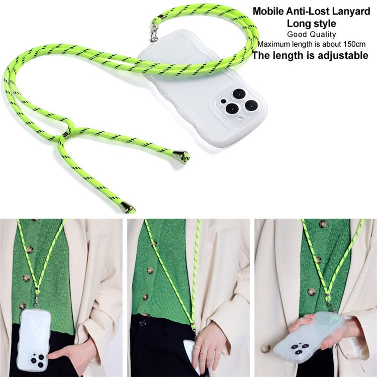 IMAK 150cm Universal Mobile Phone Lanyard Crossbody Strap Neck Rope with Transparent Patch, Long Style - Green