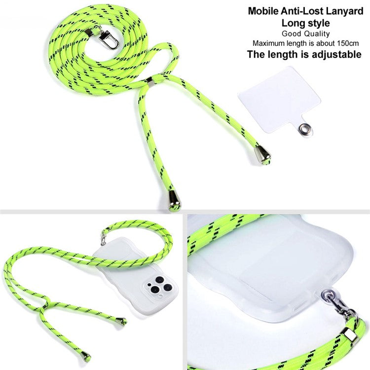 IMAK 150cm Universal Mobile Phone Lanyard Crossbody Strap Neck Rope with Transparent Patch, Long Style - Green