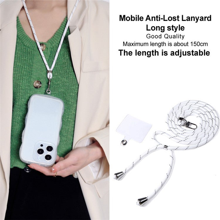 IMAK 150cm Universal Mobile Phone Lanyard Crossbody Strap Neck Rope with Transparent Patch, Long Style - White