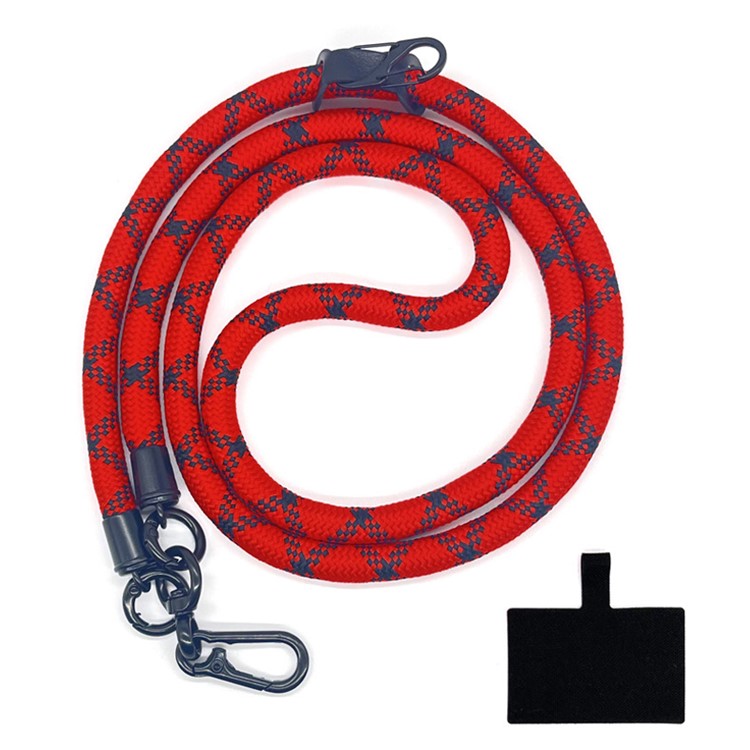 10mm Crossbody Neck Strap Universal Phone Lanyard Polyester Hanging Rope with Tether Tab - Red+Black