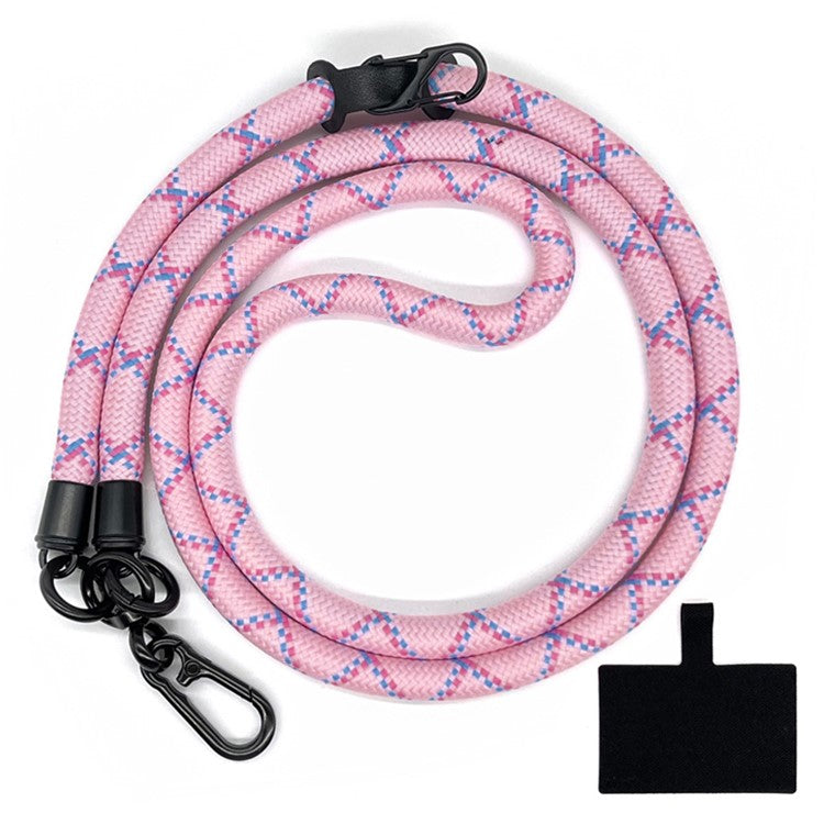 10mm Crossbody Neck Strap Universal Phone Lanyard Polyester Hanging Rope with Tether Tab - Pink+Blue Rose