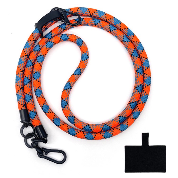 10mm Crossbody Neck Strap Universal Phone Lanyard Polyester Hanging Rope with Tether Tab - Orange+Blue