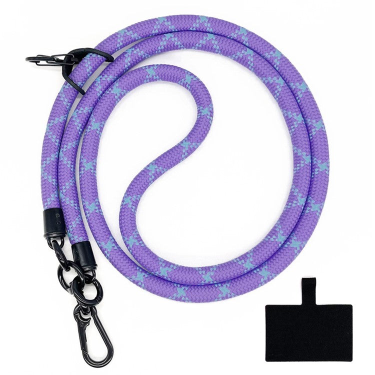 10mm Crossbody Neck Strap Universal Phone Lanyard Polyester Hanging Rope with Tether Tab - Purple+Blue