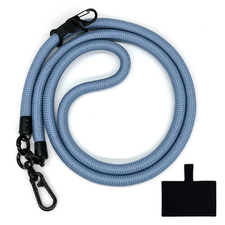 10mm Crossbody Neck Strap Universal Phone Lanyard Polyester Hanging Rope with Tether Tab - Grey Blue