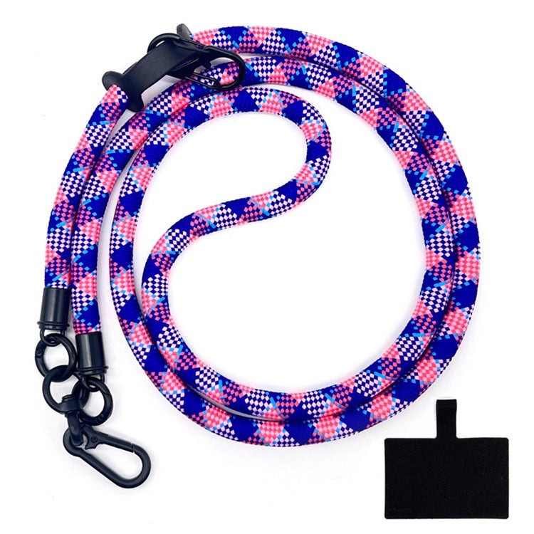 10mm Crossbody Neck Strap Universal Phone Lanyard Polyester Hanging Rope with Tether Tab - Dark Blue+Pink