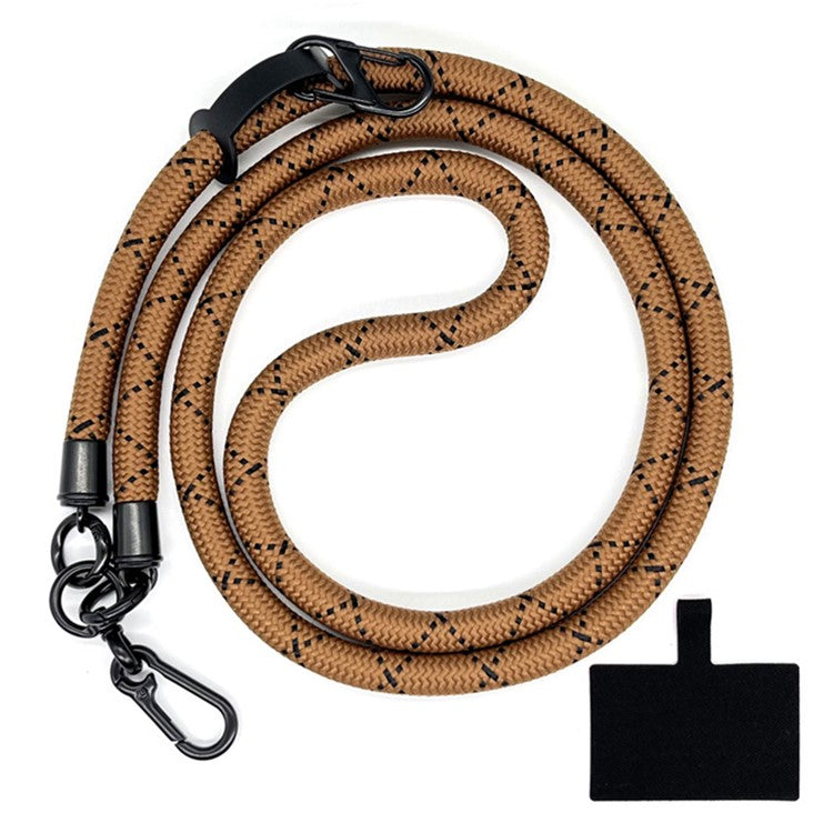 10mm Crossbody Neck Strap Universal Phone Lanyard Polyester Hanging Rope with Tether Tab - Dark Coffee+Black