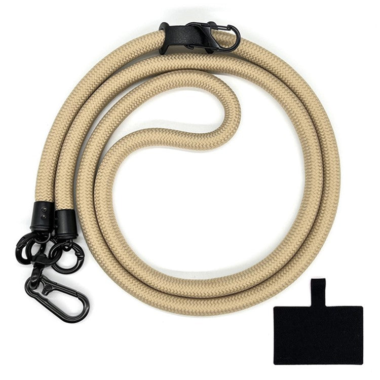 10mm Crossbody Neck Strap Universal Phone Lanyard Polyester Hanging Rope with Tether Tab - Camel