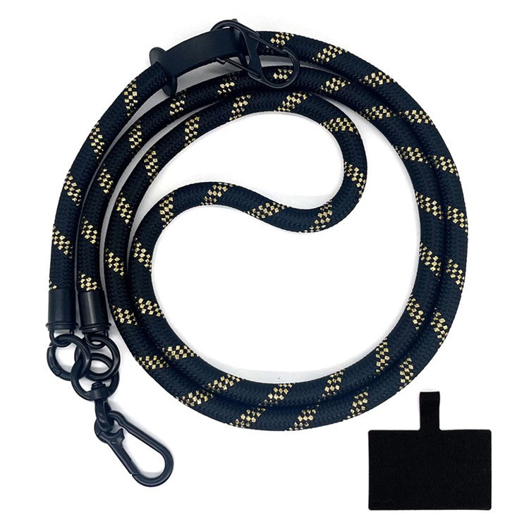 10mm Crossbody Neck Strap Universal Phone Lanyard Polyester Hanging Rope with Tether Tab - Black+Gold