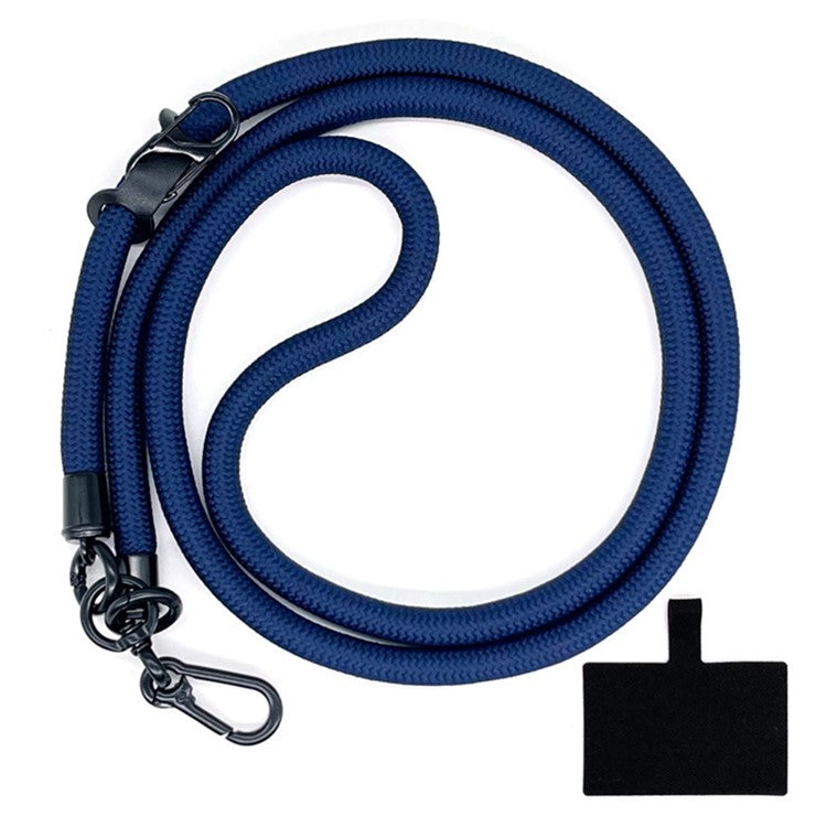 10mm Crossbody Neck Strap Universal Phone Lanyard Polyester Hanging Rope with Tether Tab - Navy Blue