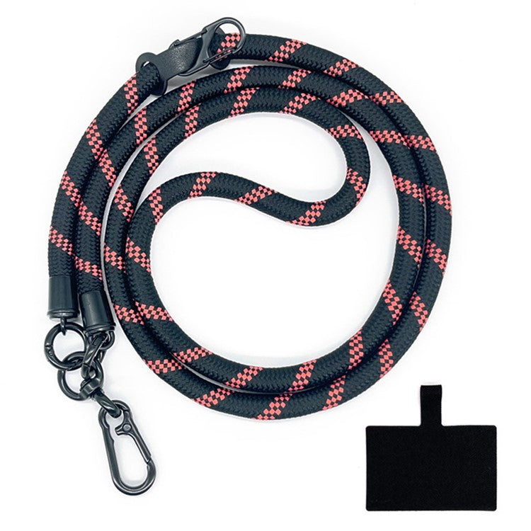 10mm Crossbody Neck Strap Universal Phone Lanyard Polyester Hanging Rope with Tether Tab - Black+Red