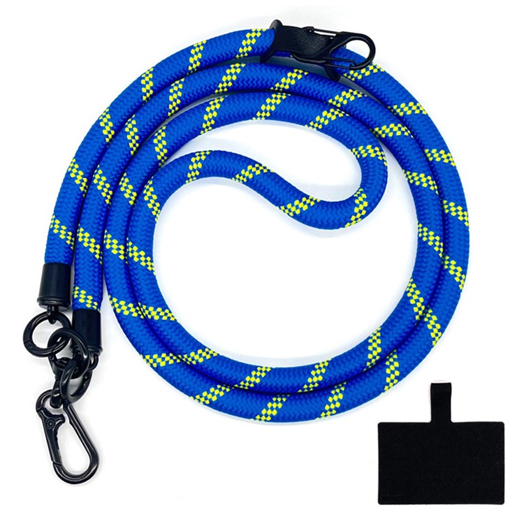 10mm Crossbody Neck Strap Universal Phone Lanyard Polyester Hanging Rope with Tether Tab - Blue+Green