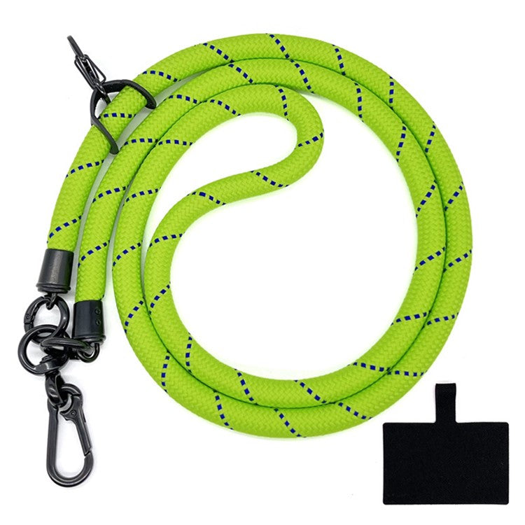 10mm Crossbody Neck Strap Universal Phone Lanyard Polyester Hanging Rope with Tether Tab - Green+Blue / Narrow Strip