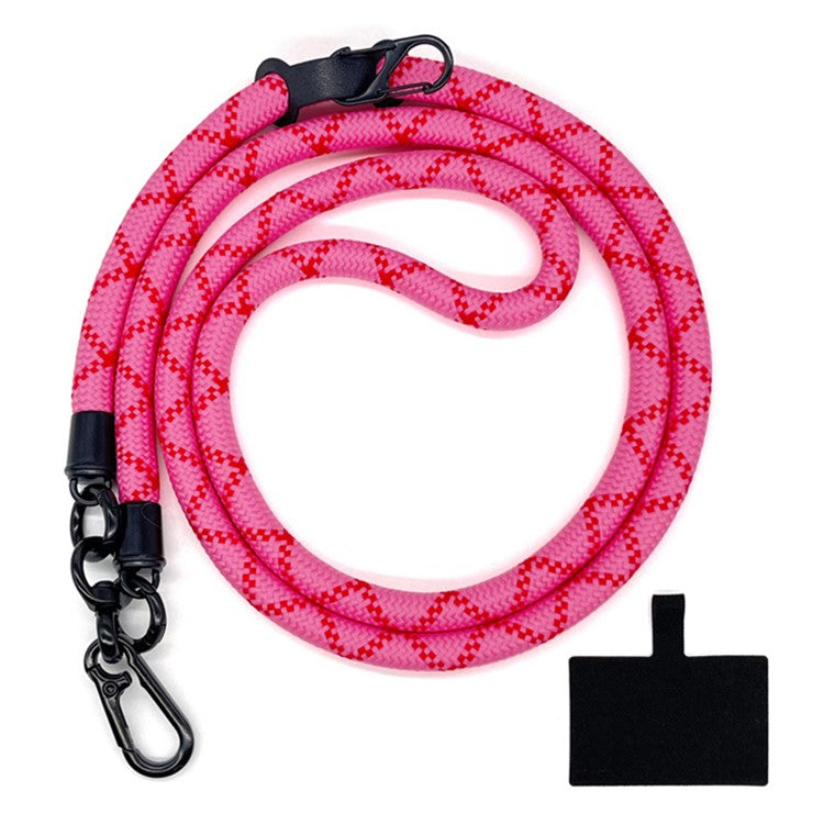 10mm Crossbody Neck Strap Universal Phone Lanyard Polyester Hanging Rope with Tether Tab - Rose