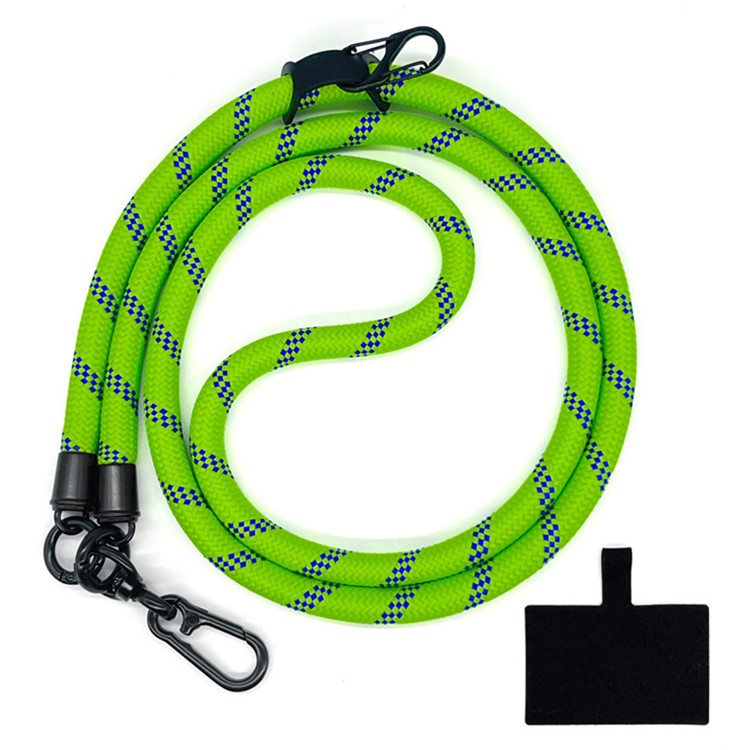 10mm Crossbody Neck Strap Universal Phone Lanyard Polyester Hanging Rope with Tether Tab - Green+Yellow / Wide Strip