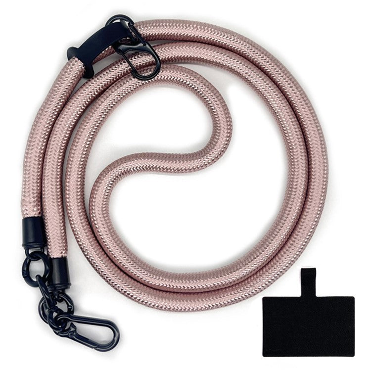 10mm Crossbody Neck Strap Universal Phone Lanyard Polyester Hanging Rope with Tether Tab - Rose Gold