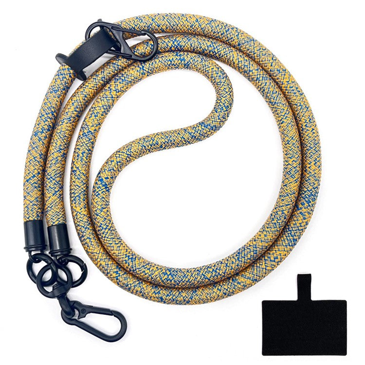 10mm Crossbody Neck Strap Universal Phone Lanyard Polyester Hanging Rope with Tether Tab - Yellow+Blue