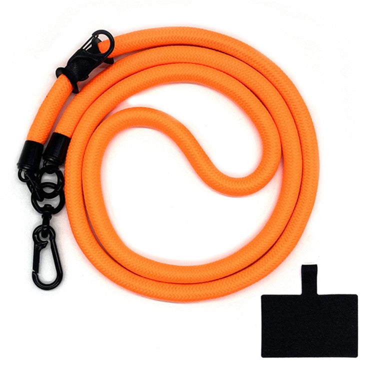 10mm Crossbody Phone Lanyard Polyester Anti-Lost Neck Hanging Strap with Tether Tab - Fluorescent Orange