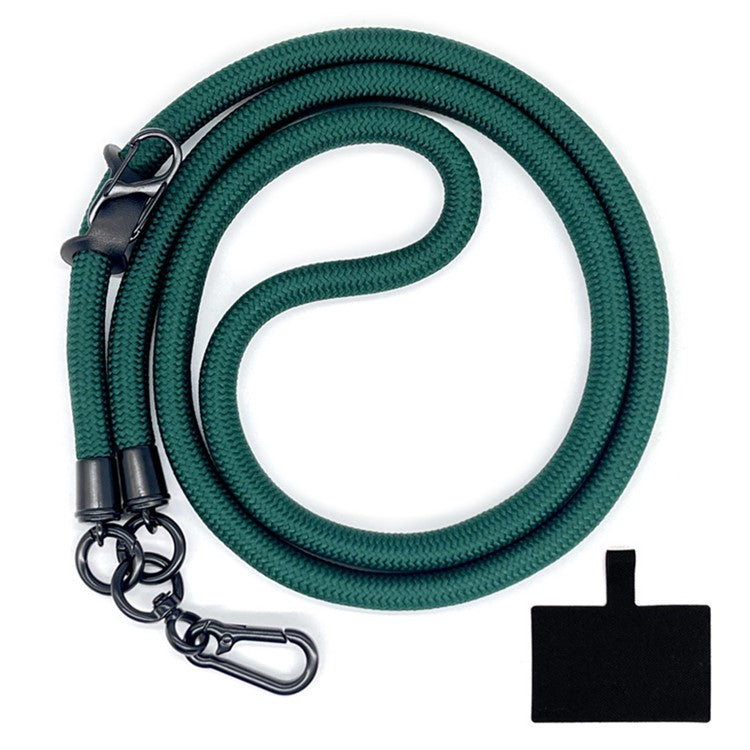 10mm Crossbody Phone Lanyard Polyester Anti-Lost Neck Hanging Strap with Tether Tab - Dark Green