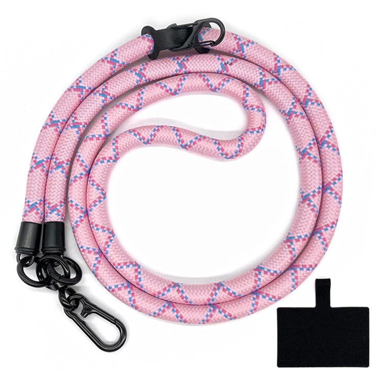 10mm Crossbody Phone Lanyard Polyester Anti-Lost Neck Hanging Strap with Tether Tab - Pink+Blue Rose