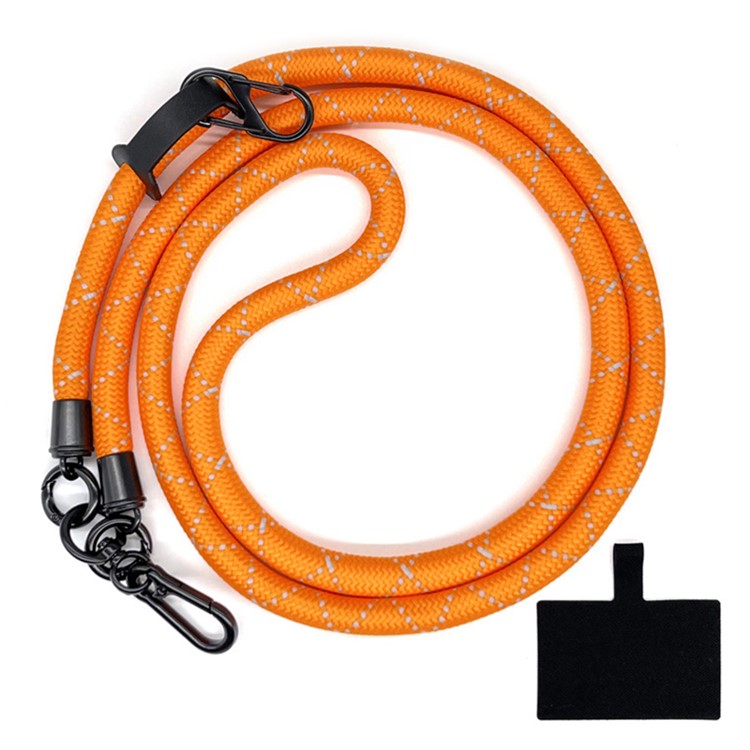 10mm Crossbody Phone Lanyard Polyester Anti-Lost Neck Hanging Strap with Tether Tab - Orange+Grey