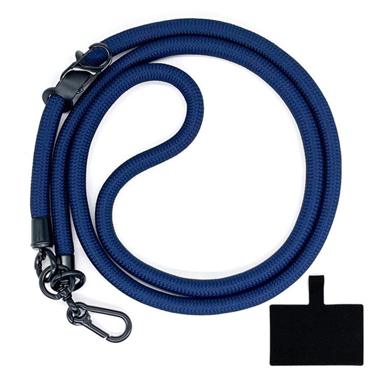 10mm Crossbody Phone Lanyard Polyester Anti-Lost Neck Hanging Strap with Tether Tab - Navy Blue