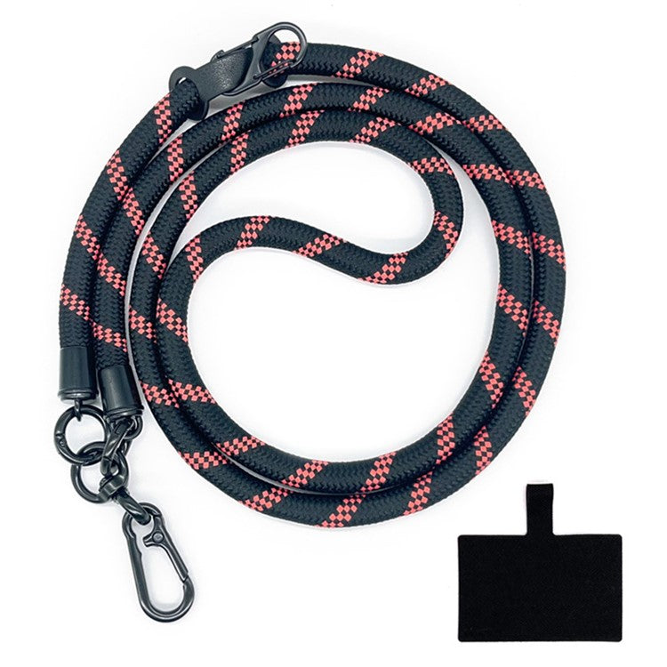 10mm Crossbody Phone Lanyard Polyester Anti-Lost Neck Hanging Strap with Tether Tab - Black+Red