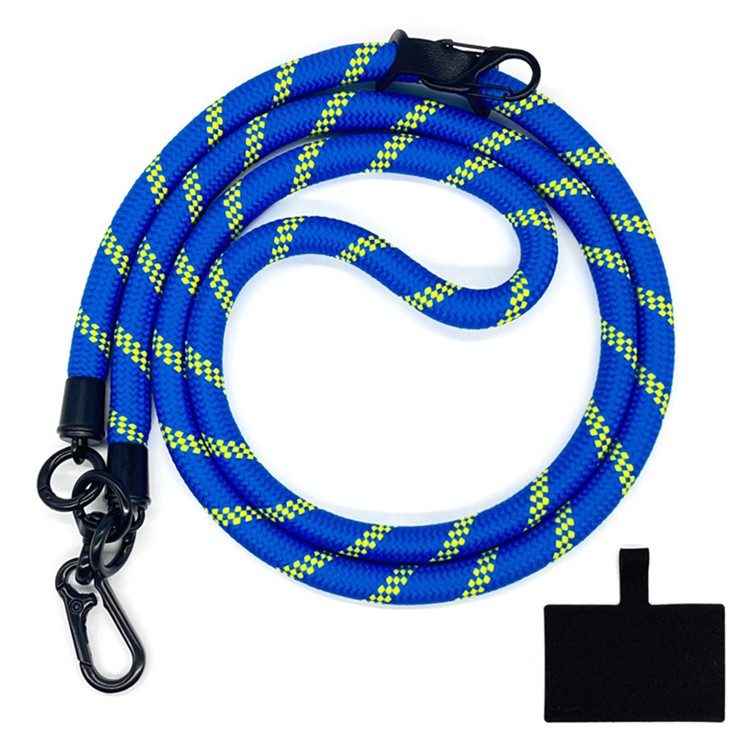 10mm Crossbody Phone Lanyard Polyester Anti-Lost Neck Hanging Strap with Tether Tab - Blue+Green