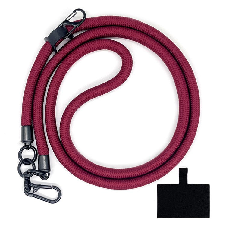 10mm Crossbody Phone Lanyard Polyester Anti-Lost Neck Hanging Strap with Tether Tab - Wine Red