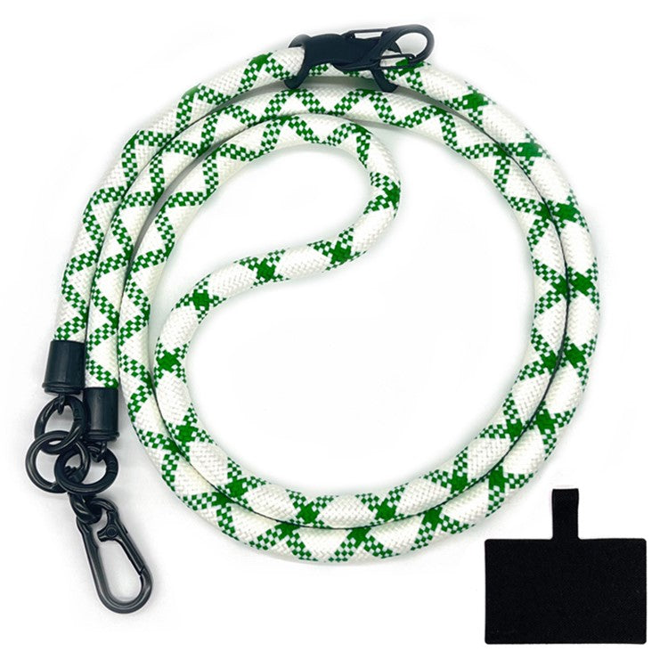 10mm Crossbody Phone Lanyard Polyester Anti-Lost Neck Hanging Strap with Tether Tab - White+Green