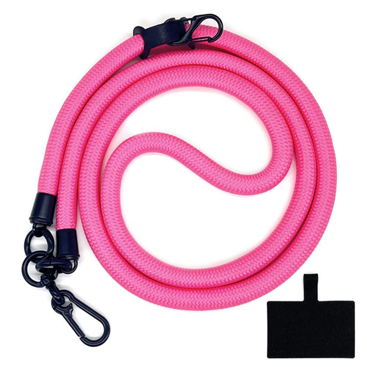 10mm Crossbody Phone Lanyard Polyester Anti-Lost Neck Hanging Strap with Tether Tab - Rose