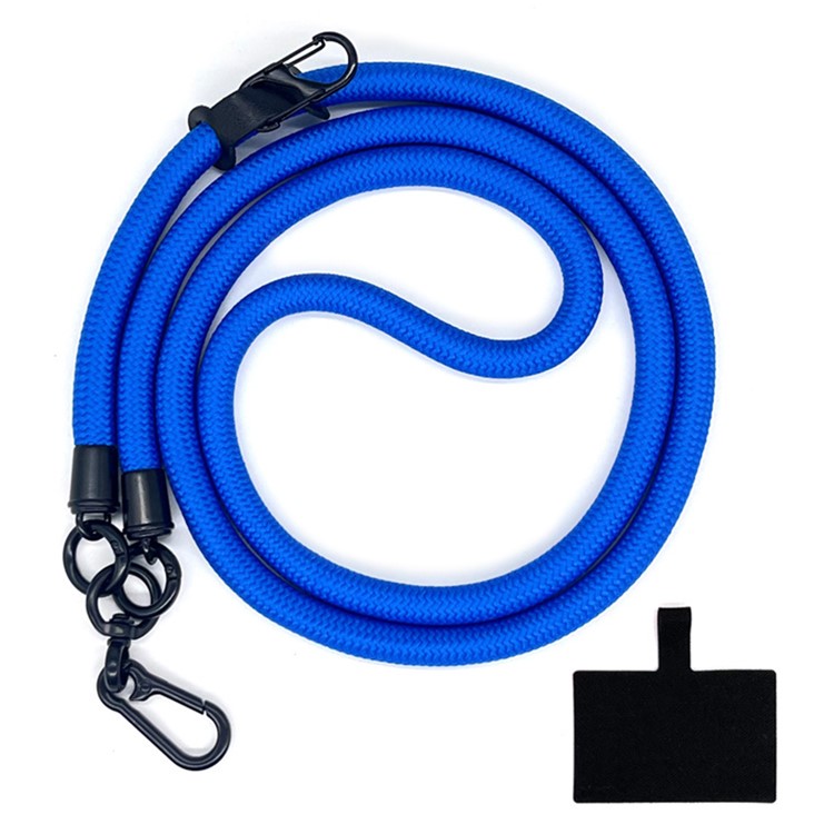 10mm Crossbody Phone Lanyard Polyester Anti-Lost Neck Hanging Strap with Tether Tab - Bright Blue